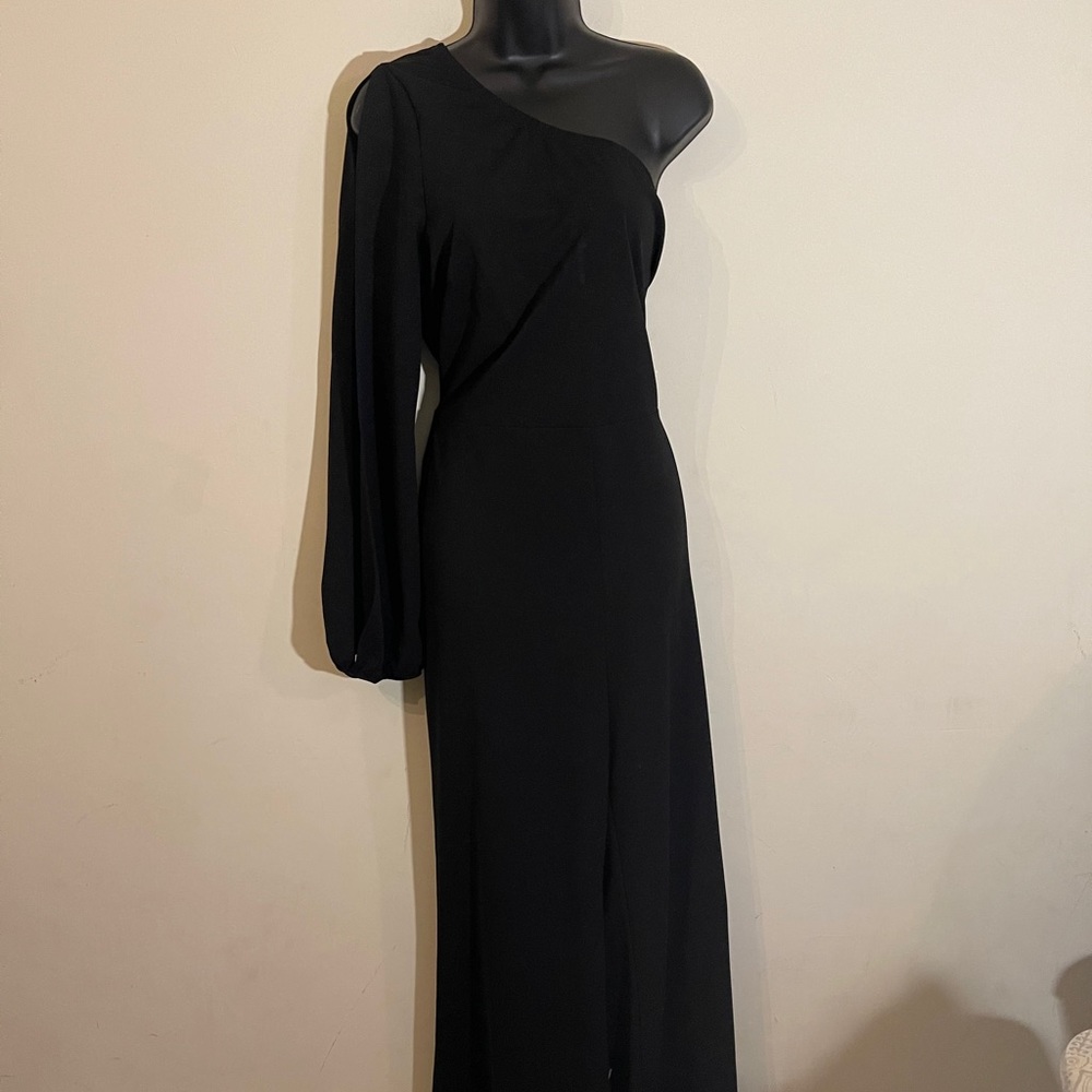 One sleeve black pants romper